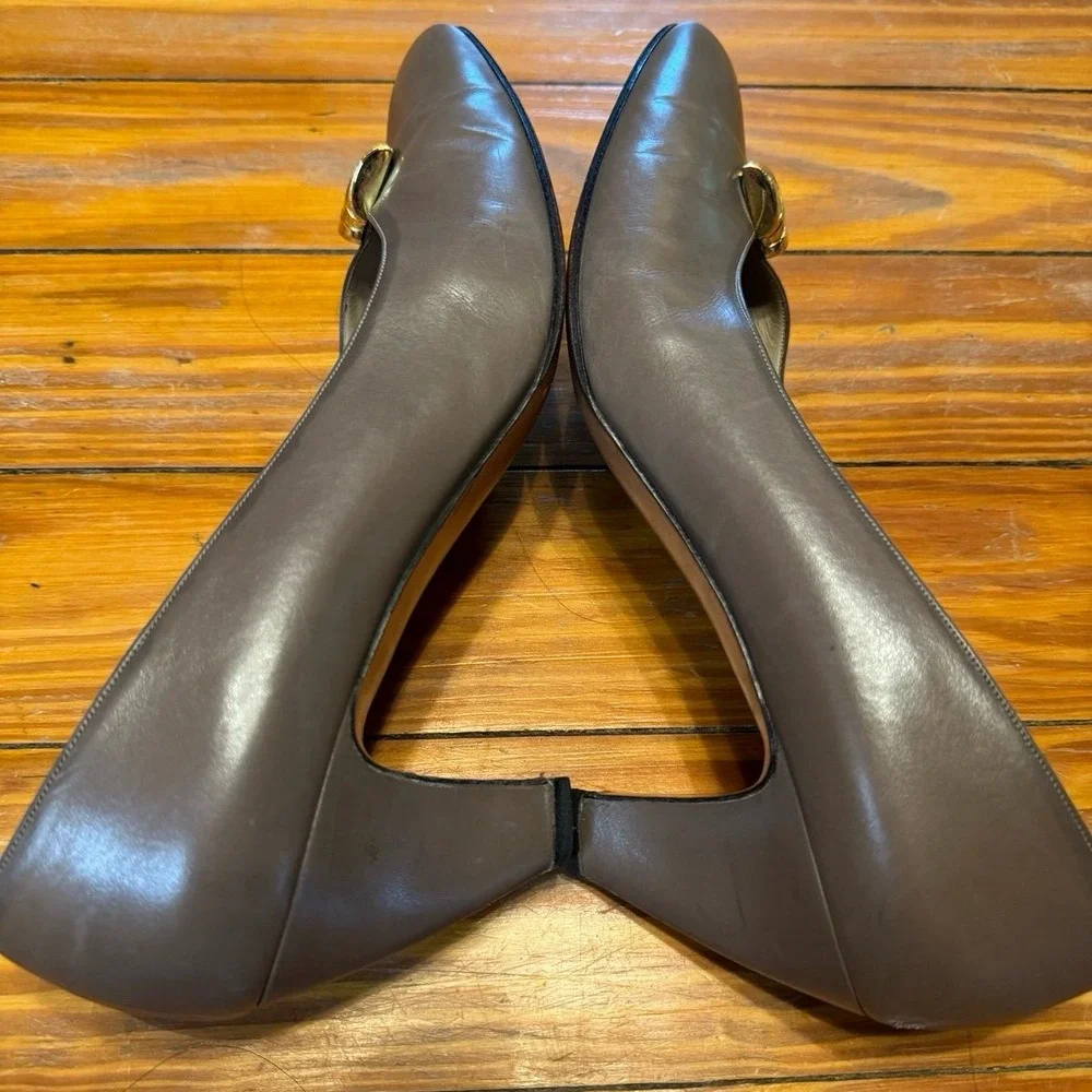 Salvatore Ferragamo Brass‎ Accent Heels Size 10
